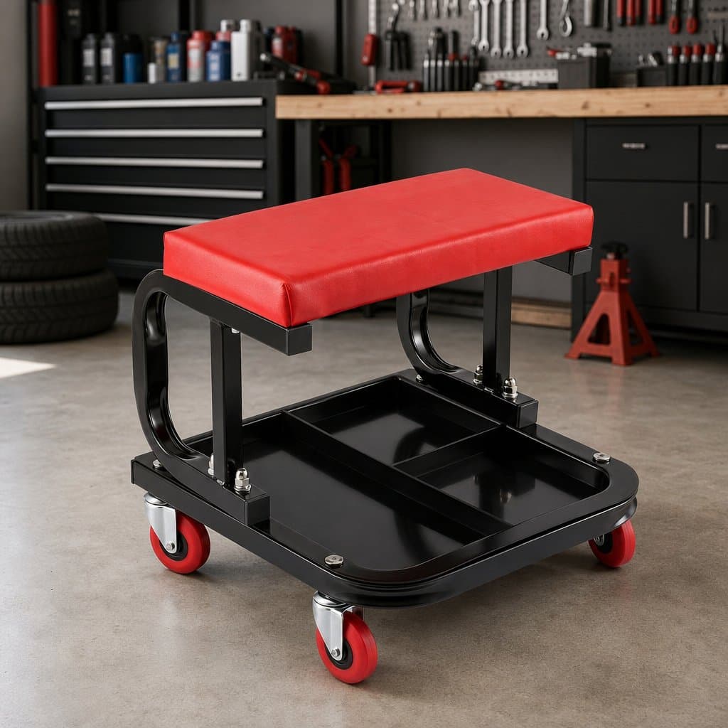 Heavy Duty Rolling Mechanic Creeper Seat with Tool Tray