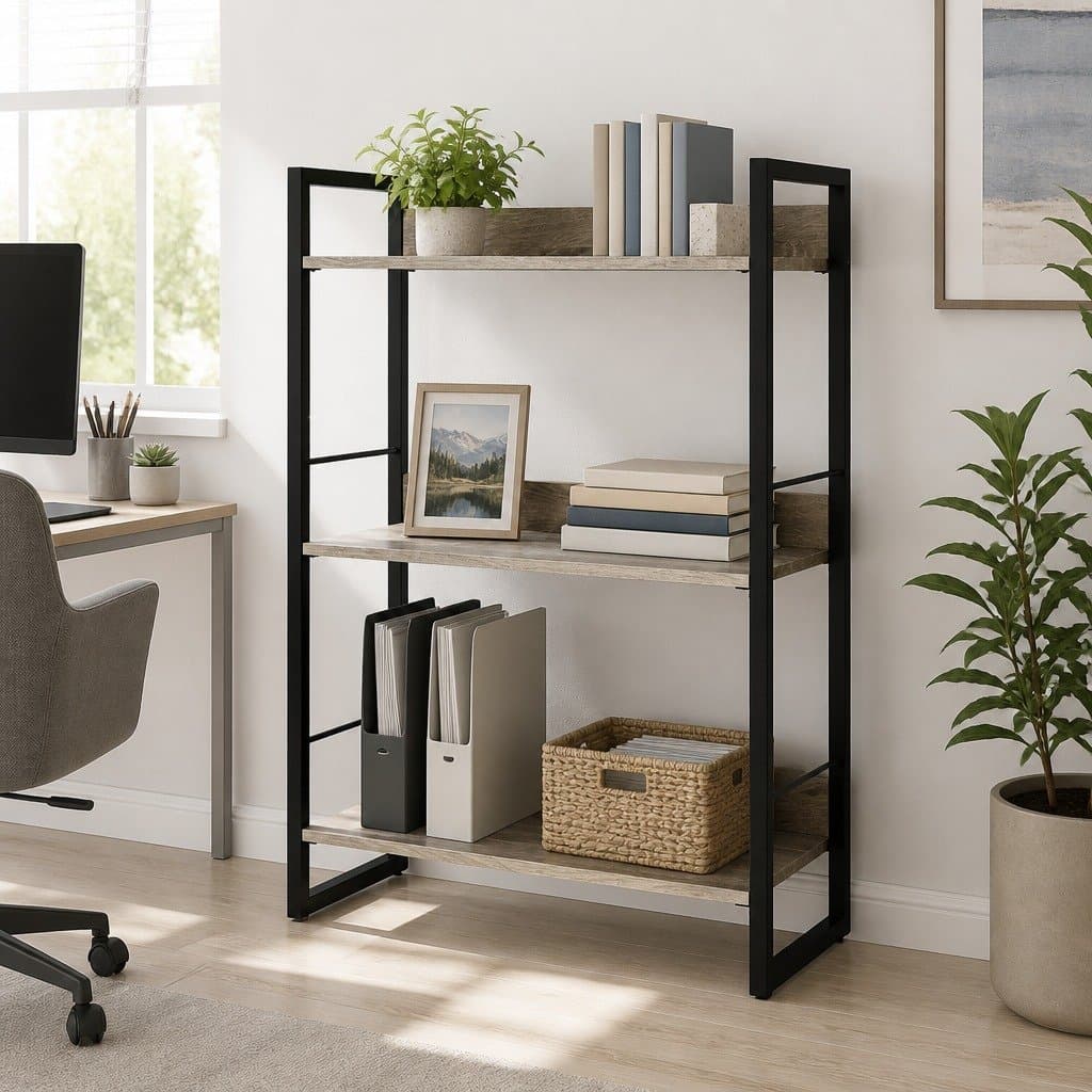 3-Tier Display Bookshelf in Black Oak