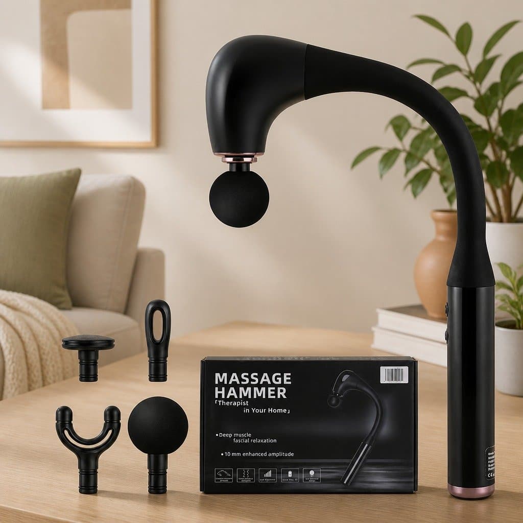 U-shaped Massage Gun with Extended Handle and 4 Heads