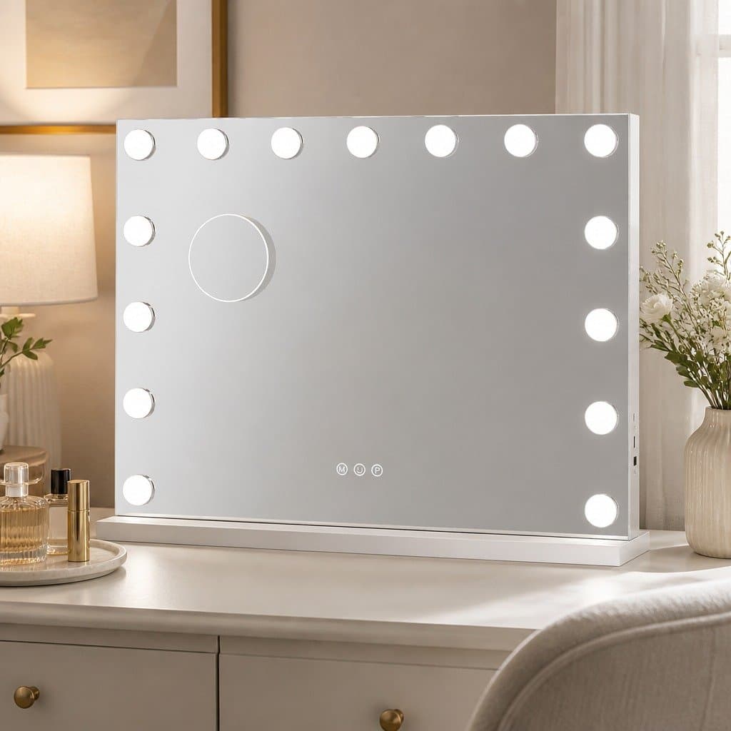 LED Vanity Mirror 45x58cm with 10x Magnifier