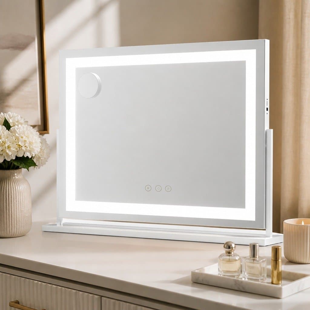 80x58cm LED Makeup Mirror with 360° Rotation