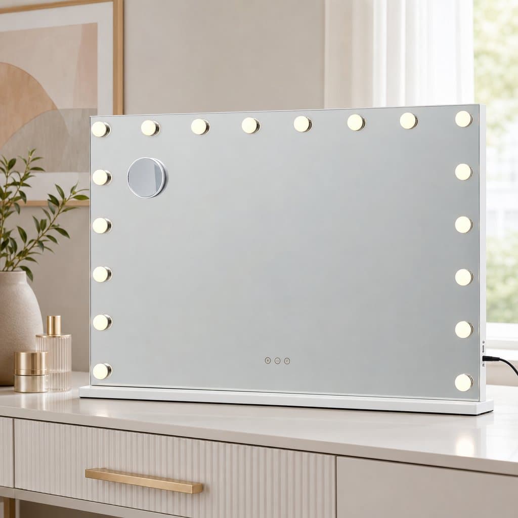 Large Hollywood Frameless Vanity Mirror with LED Bulbs