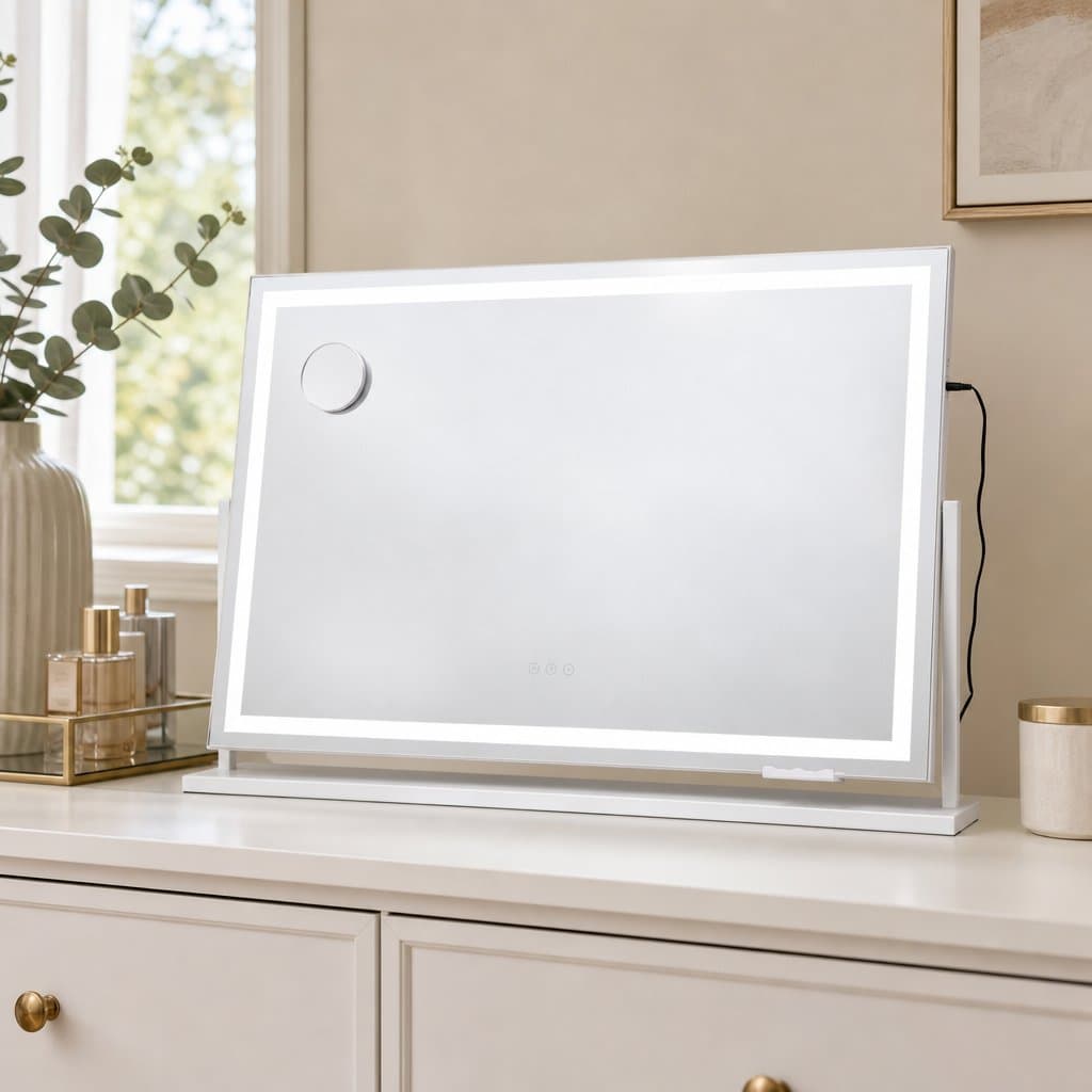 90x60cm Rotatable LED Makeup Mirror with Phone Mount