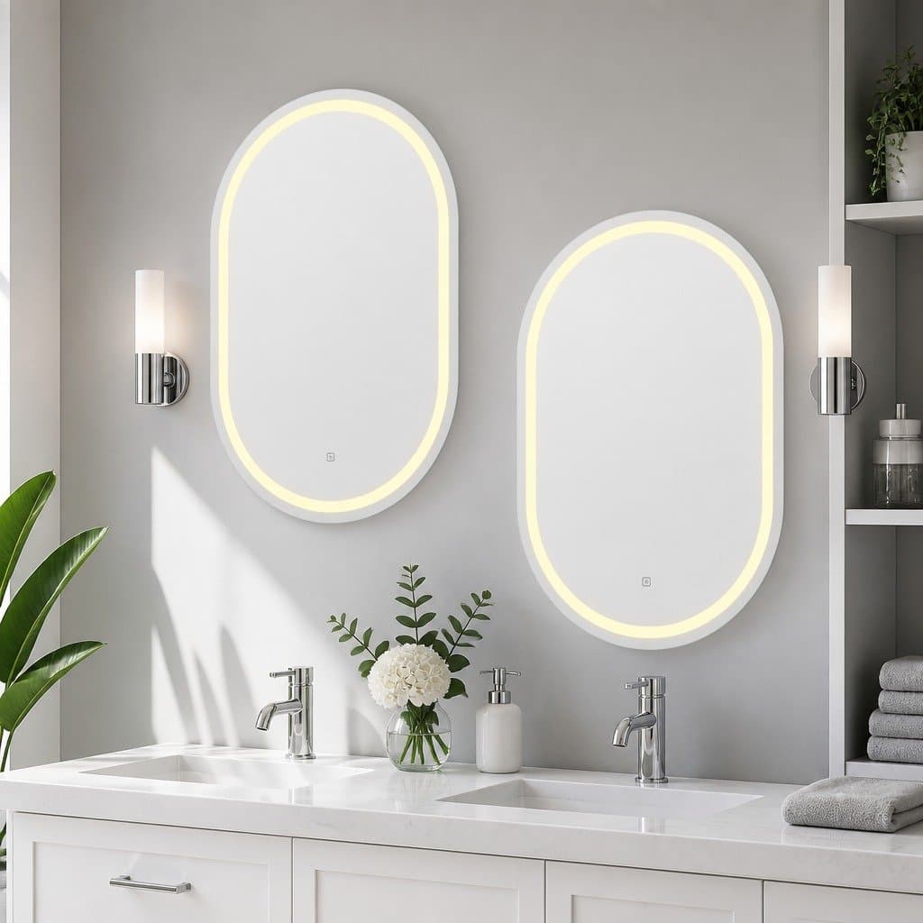 Oval LED Wall Mirror for Bathroom Vanity 50X75CM