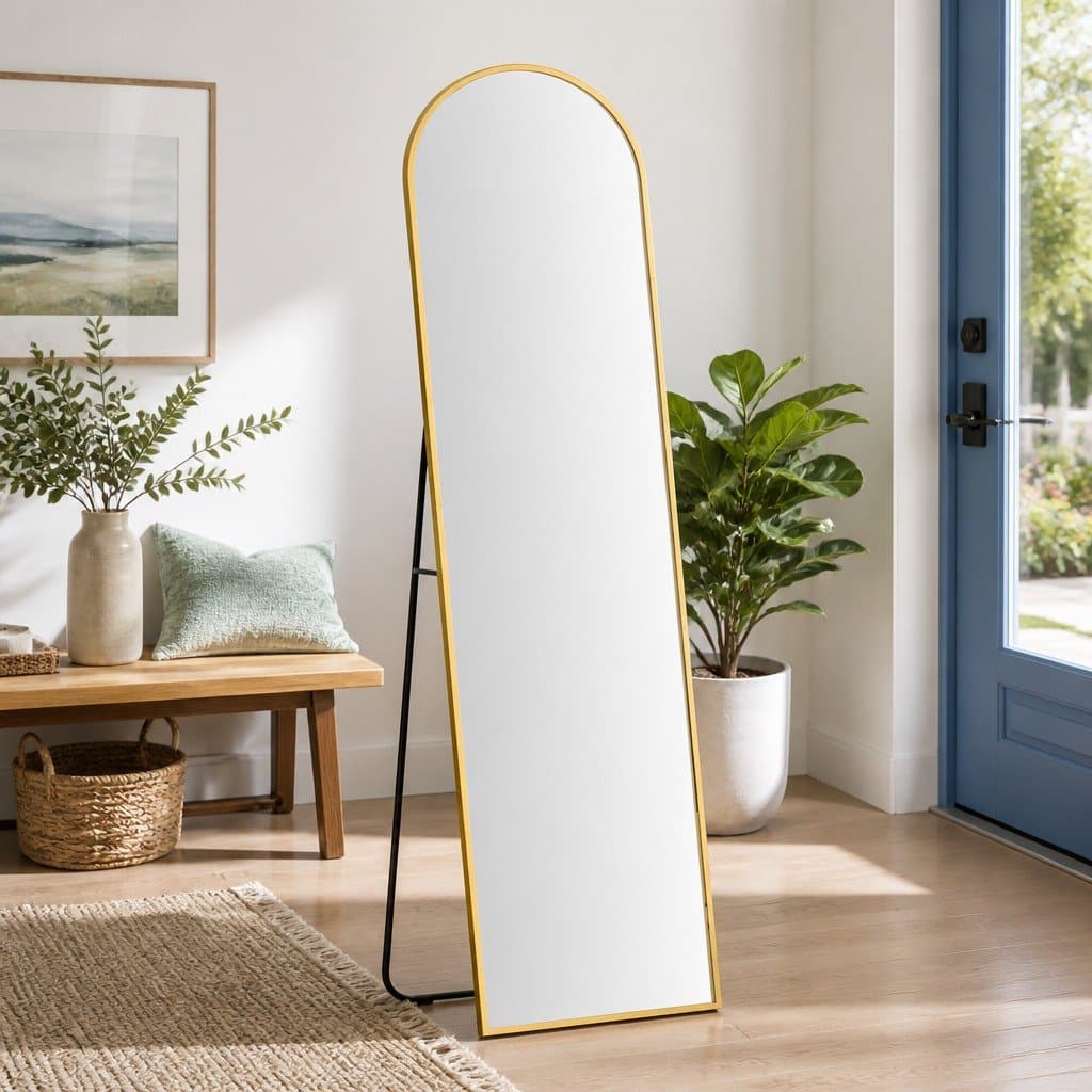 Full Length Mirror with Arched Gold Frame 160cm