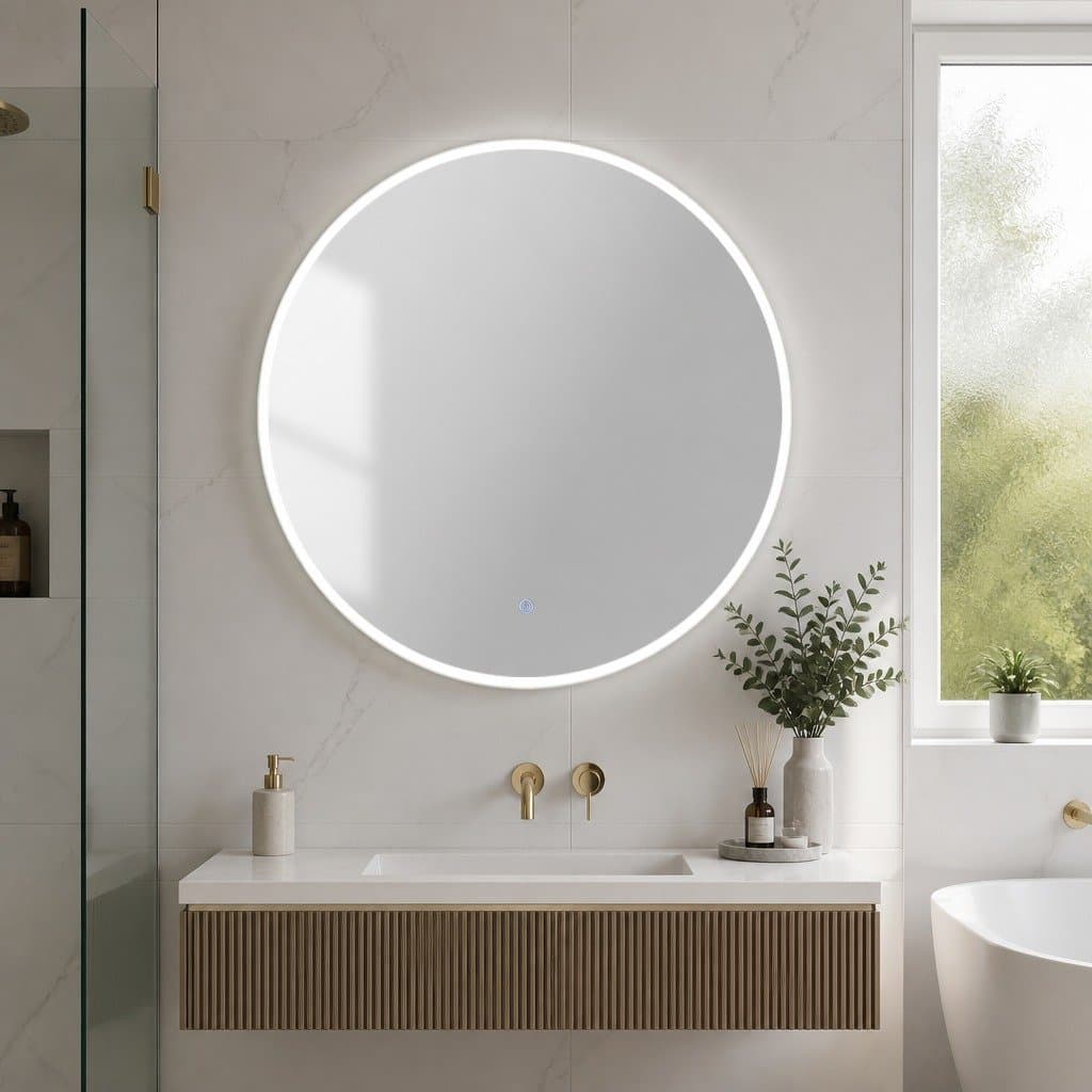 80cm Round LED Bathroom Mirror with Touch Control