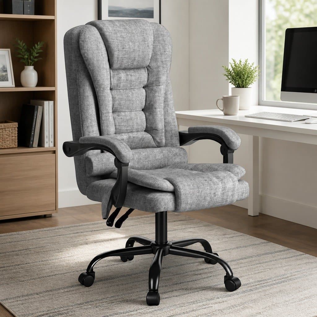 Grey Ergonomic Executive Office Chair with Massage Feature