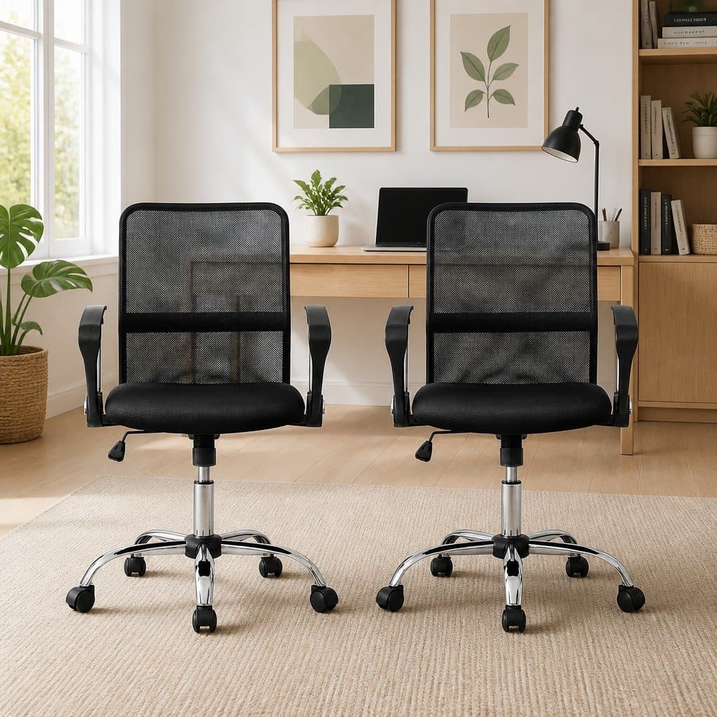 Mid Back Mesh Office Chair Black with 360° Rotation