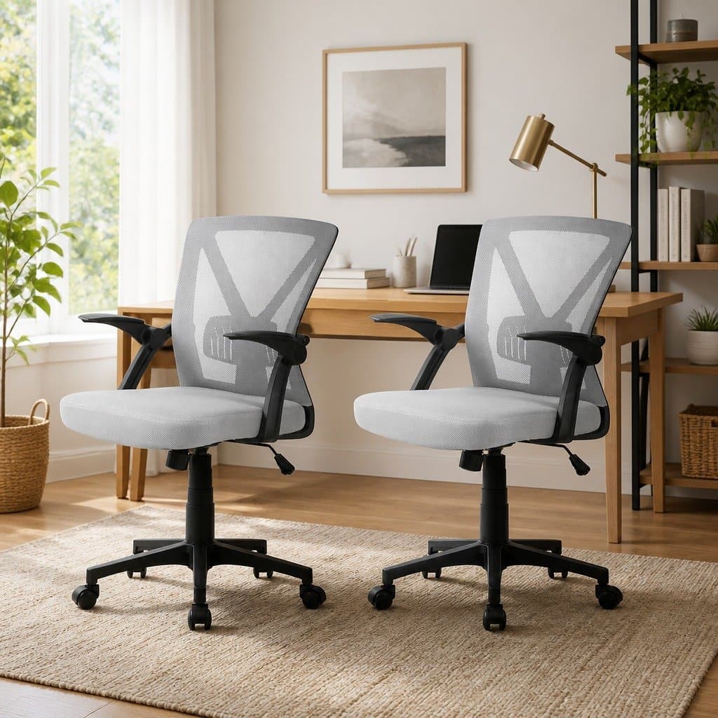 Grey Ergonomic Mid Back Mesh Office Chair with Lumbar Support