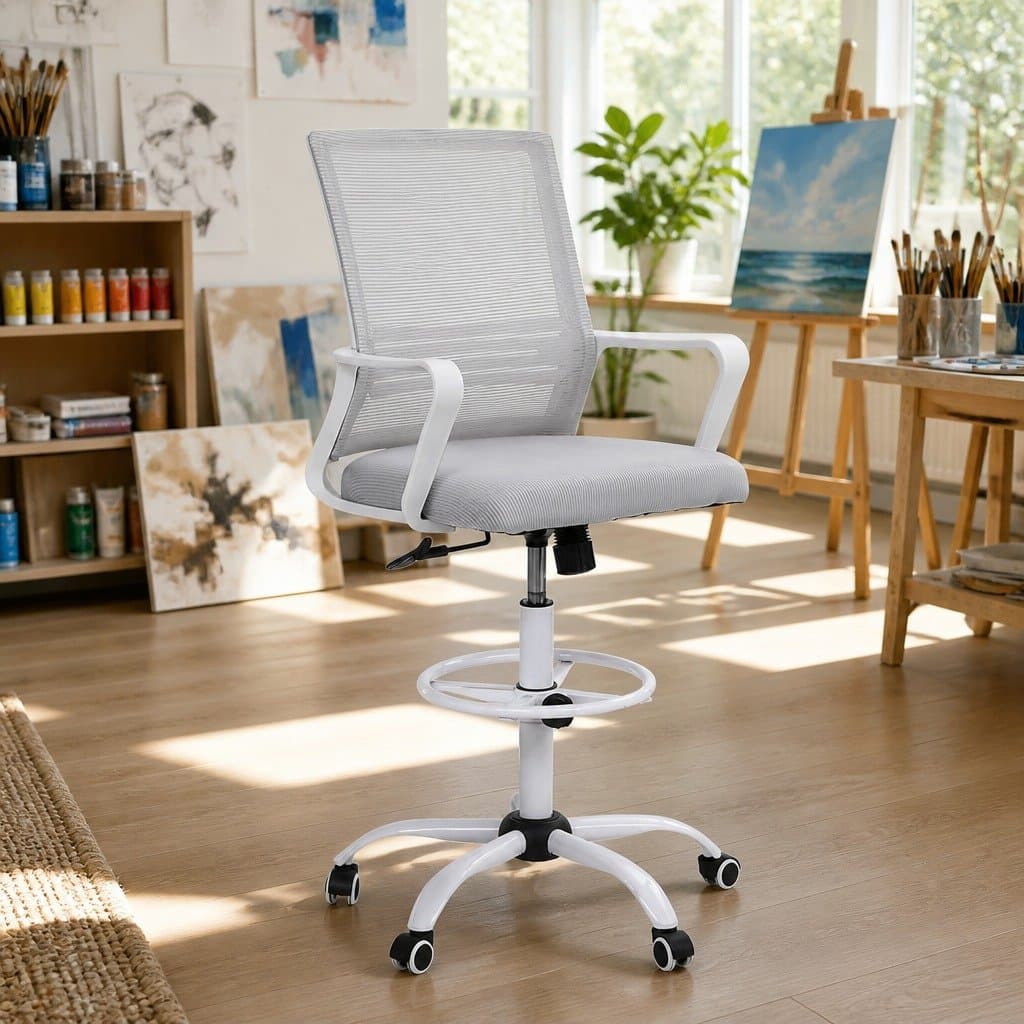 Adjustable Height Drafting Chair with Chrome Base