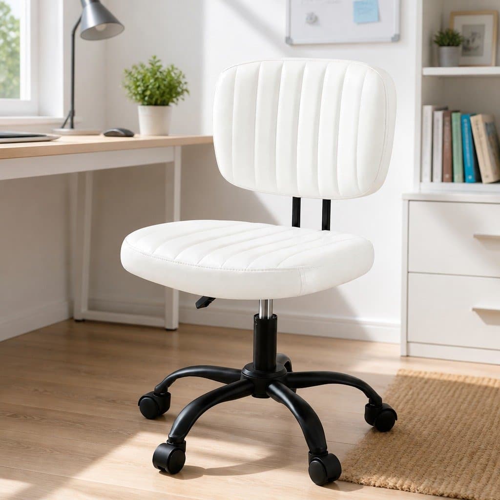 Armless Office Chair with Wheels and Swivel Function