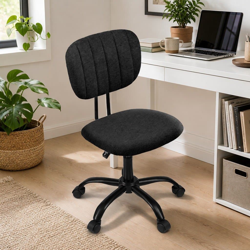 Armless Office Chair with 360° Swivel and Wheels