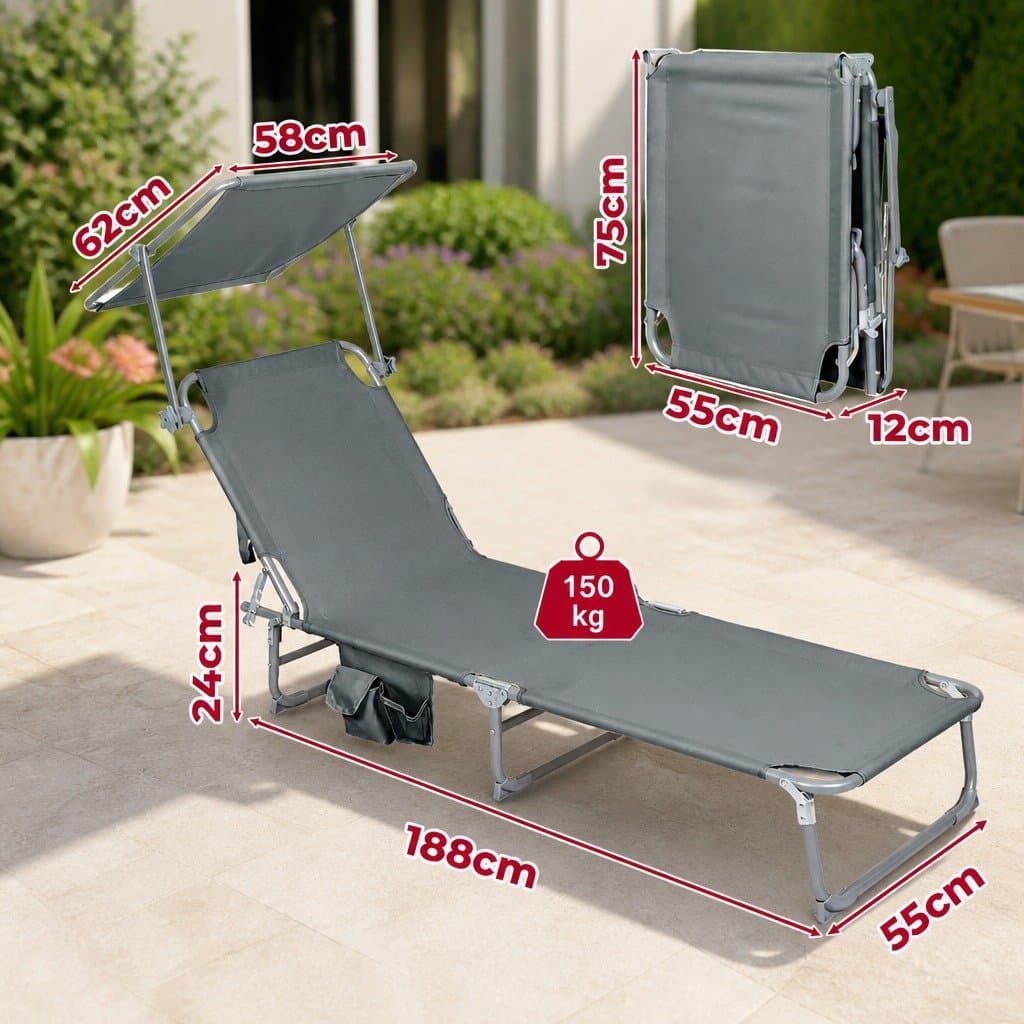 Foldable Lounge Chair with Rotating Canopy