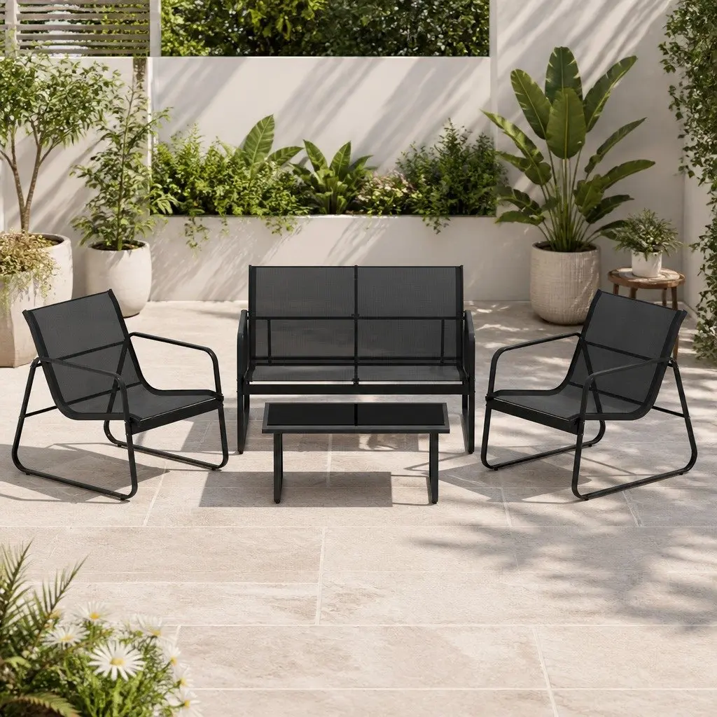 4-Piece Outdoor Sofa Set with Durable Build
