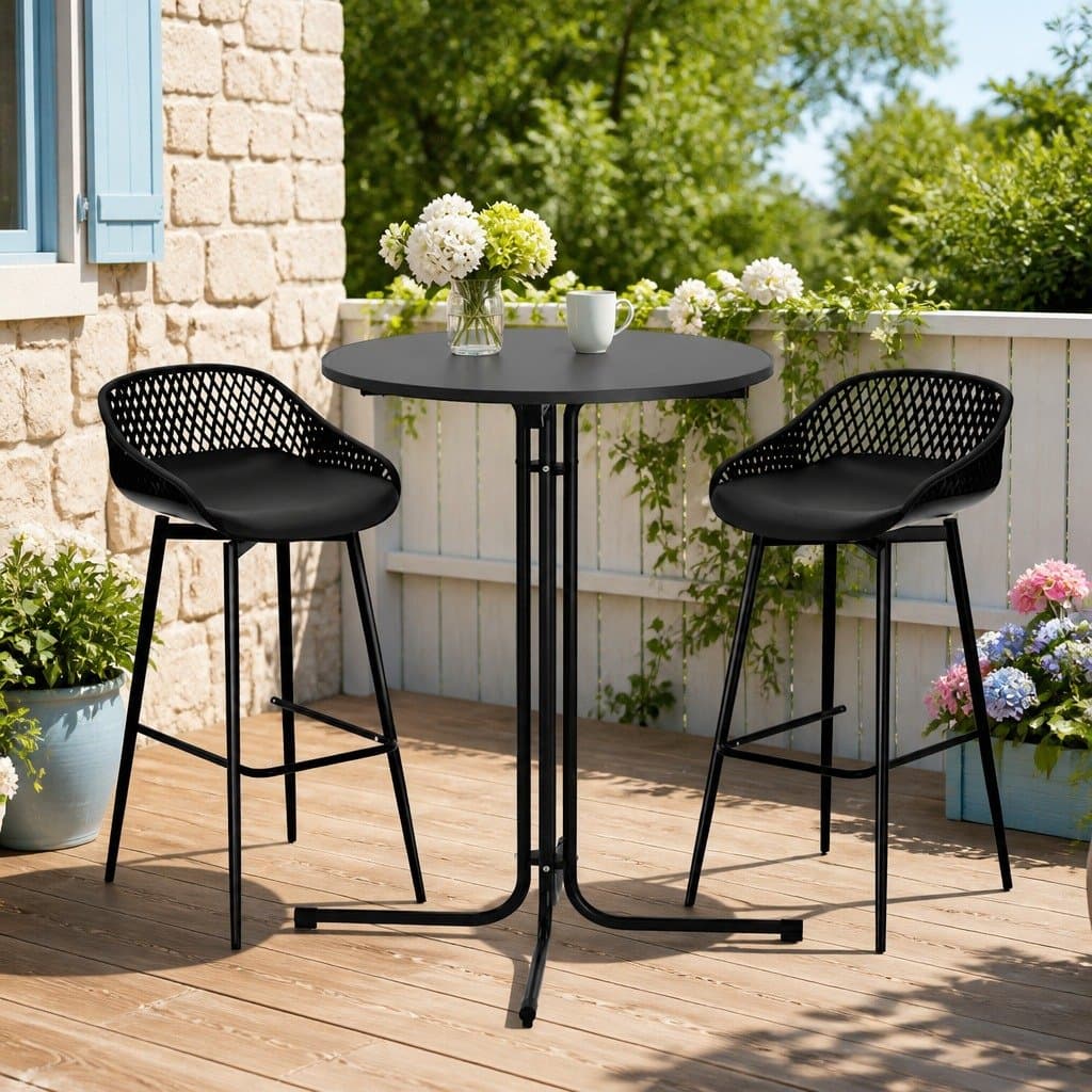 3-Piece Outdoor Bar Set with Table and Stools
