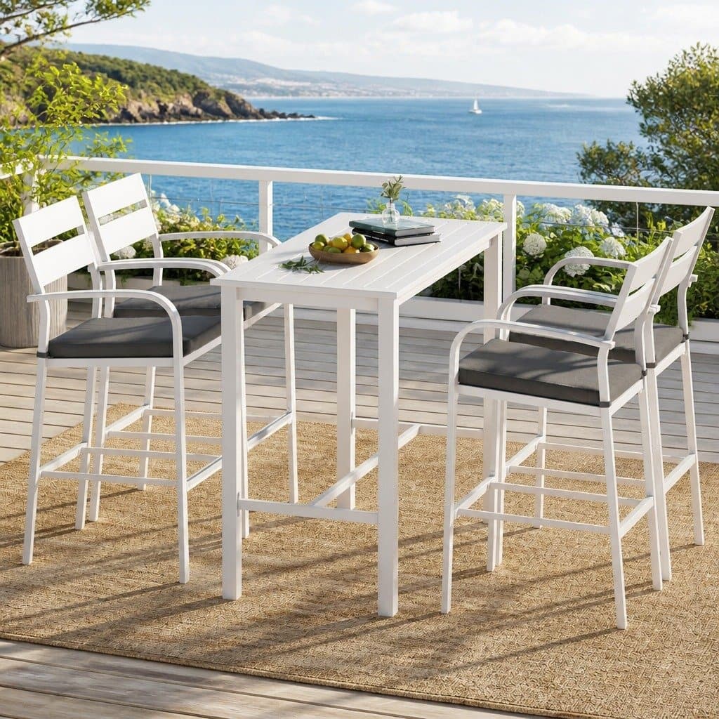 5-Piece White Bar Stools & Table Set
