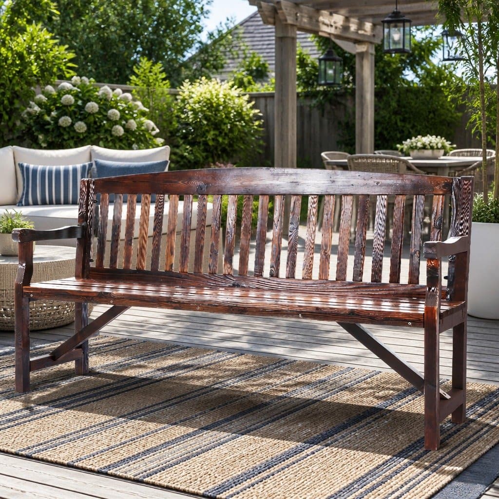 5FT Charcoal Brown Wooden Garden Bench for 3 Adults
