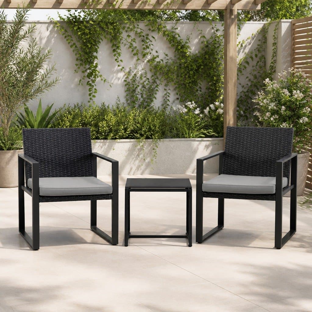 3PC Bistro Set with Weather-Resistant Wicker