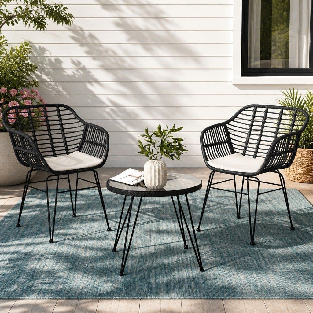 3-Piece Bistro Patio Furniture Set with Cushions