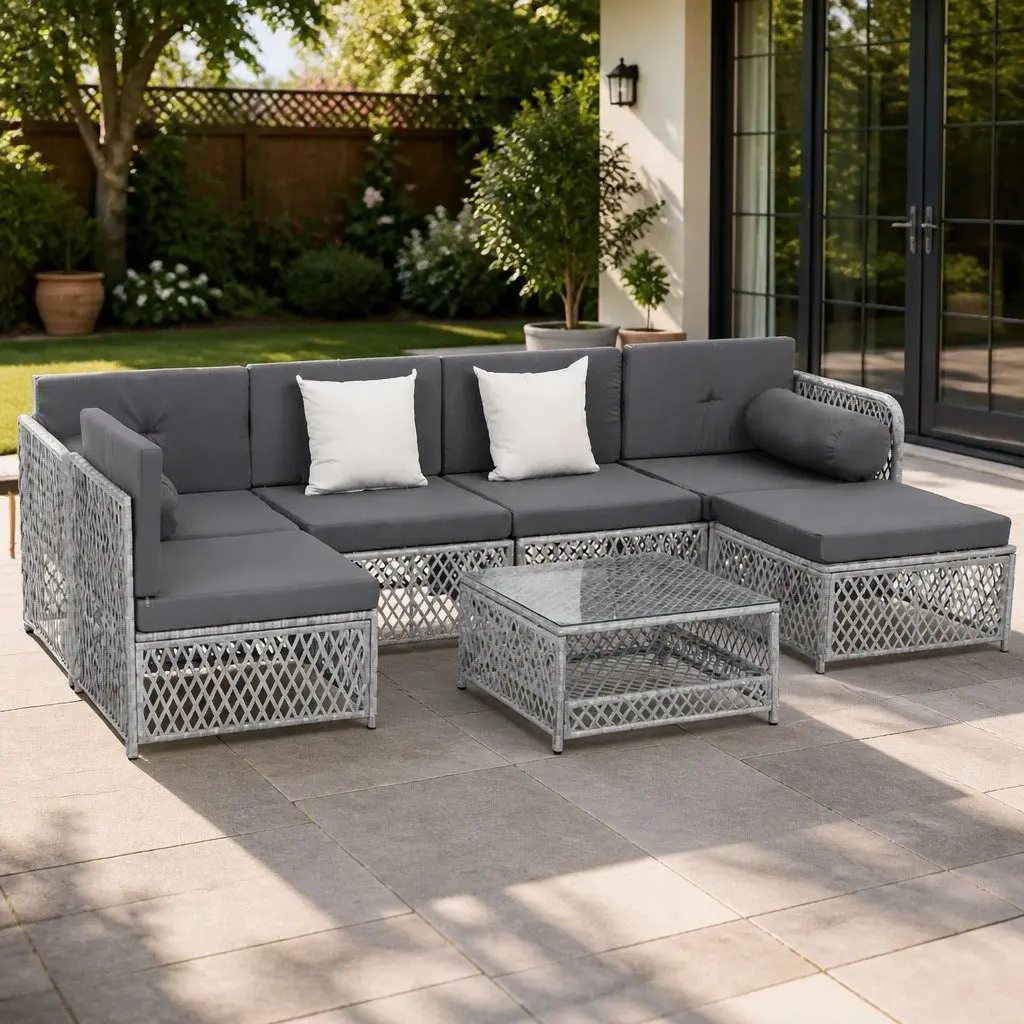 7-Piece Outdoor Lounge Set with Sofa and Table