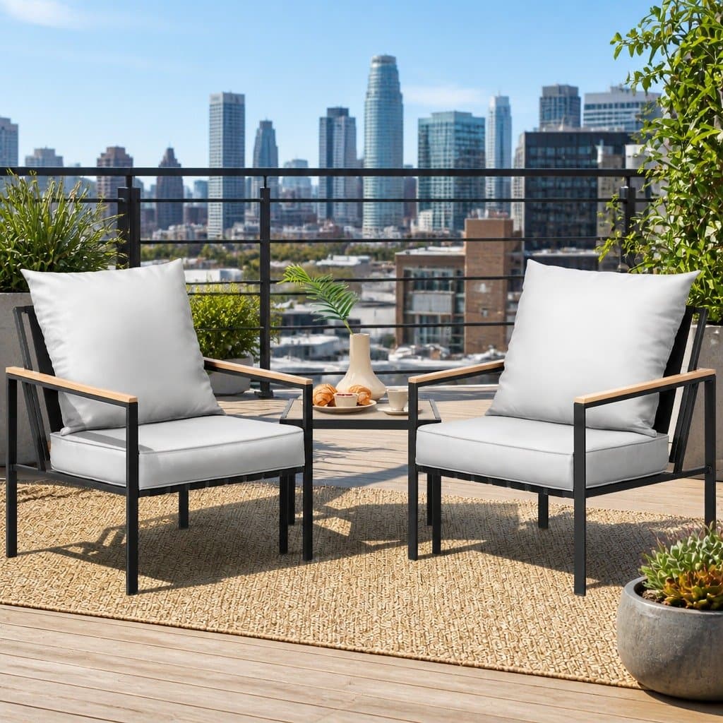 3PC Outdoor Bistro Furniture Set with 2 Chairs