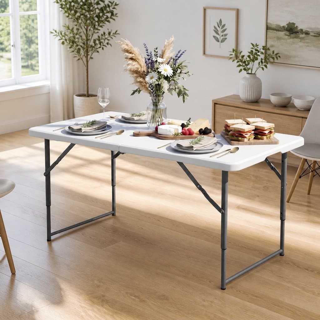 Portable Folding Table 123cm with Adjustable Height