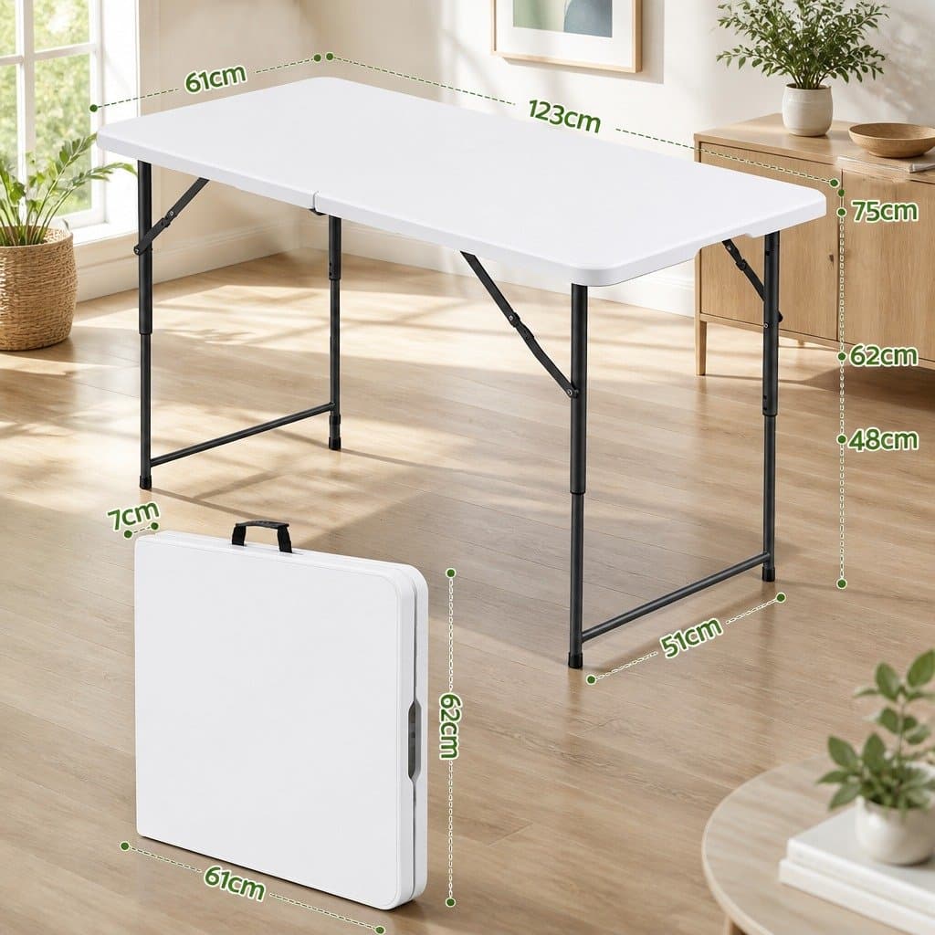 Portable Folding Table 123cm with Adjustable Height