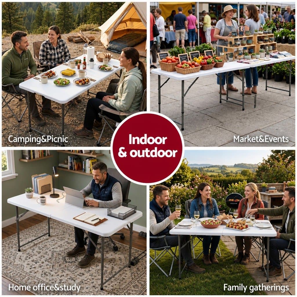 Portable Folding Table 123cm with Adjustable Height