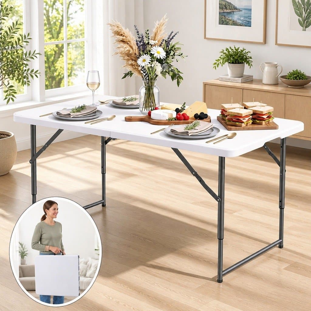 Portable Folding Table 123cm with Adjustable Height
