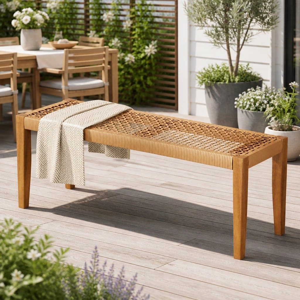 2-Seater Outdoor Garden Bench with Rubber Wood Frame