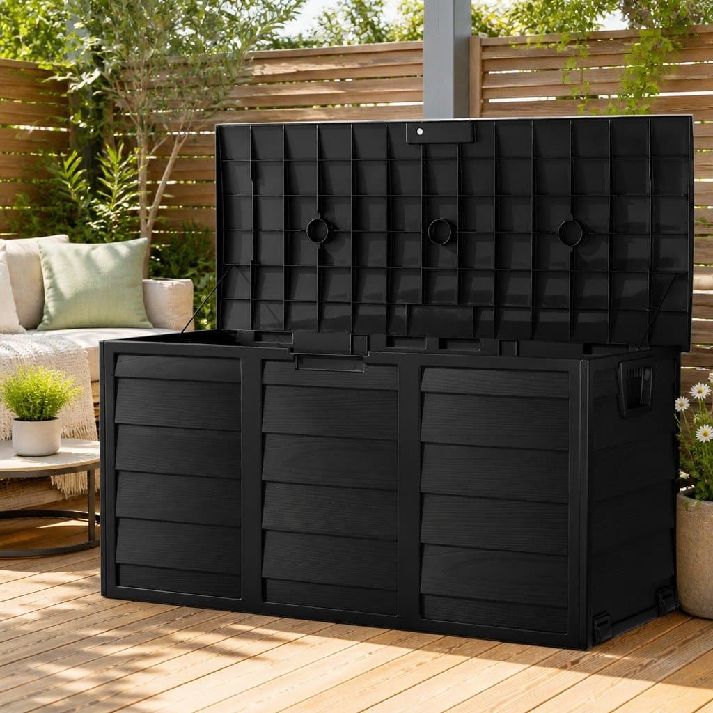 290L Lockable Outdoor Storage Box with Wheels and Handles
