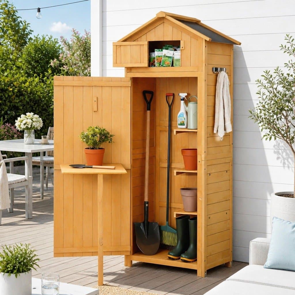 Outdoor Storage Cabinet with Work Table