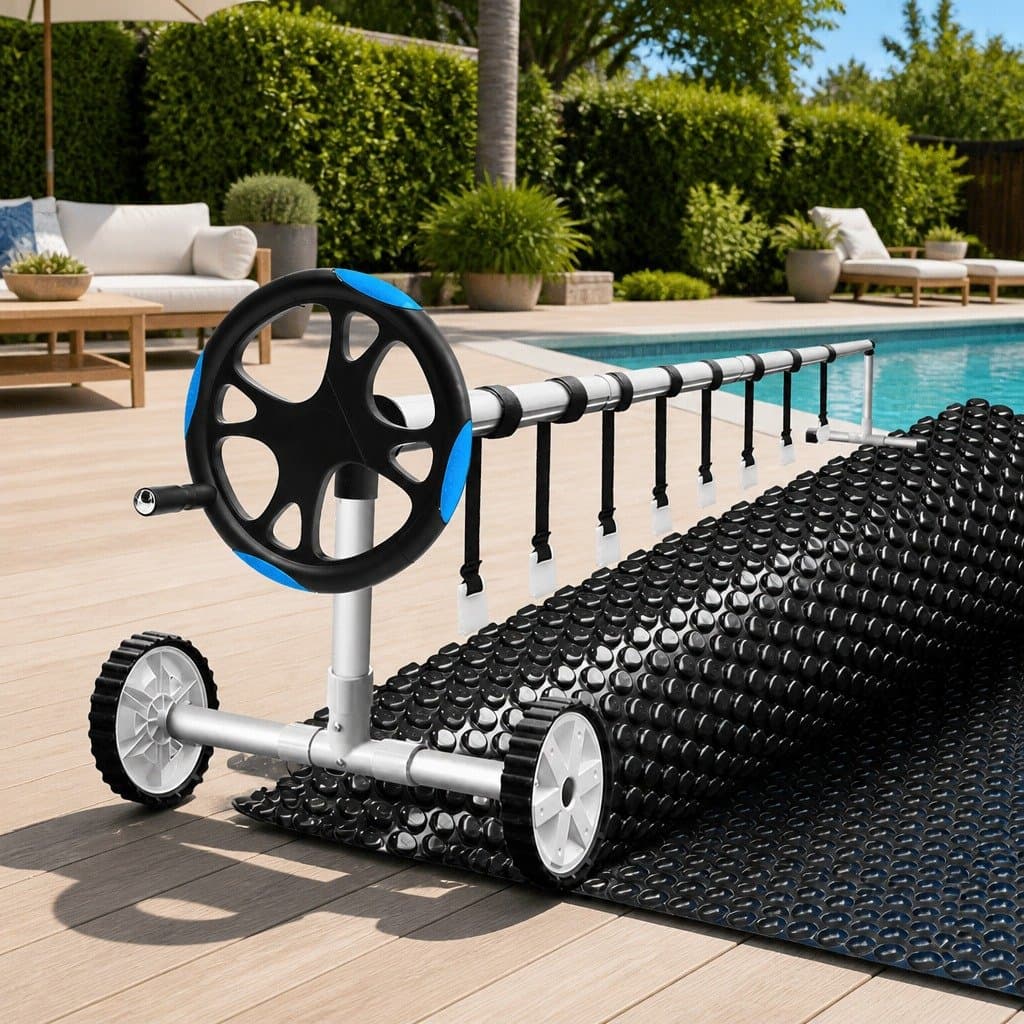 10x4m Solar Pool Cover with Roller 5.55m