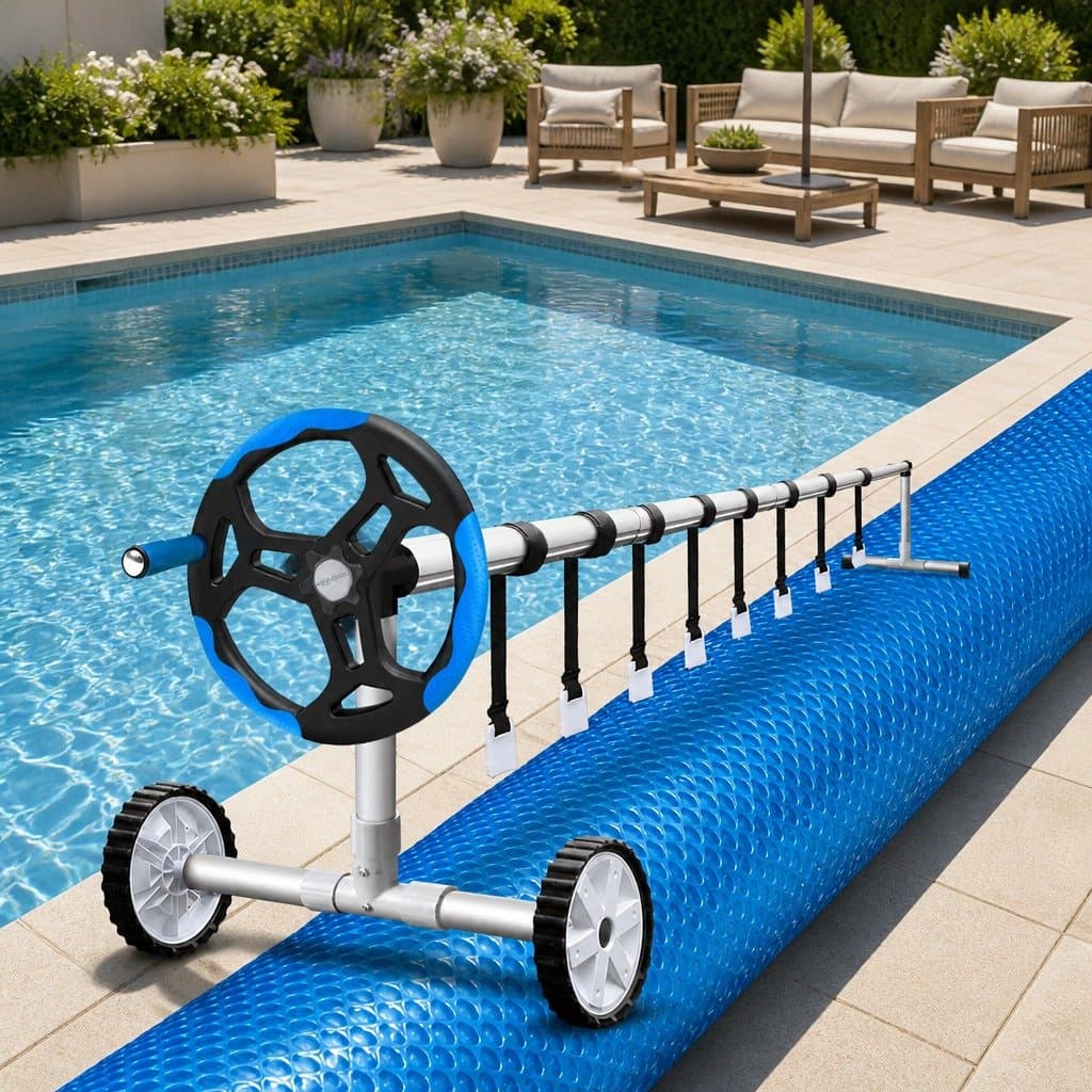 Solar Pool Cover with Adjustable Roller 10.5x4.2m