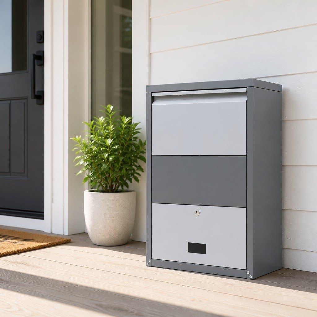 Grey Steel Parcel Drop Box with Secure Storage