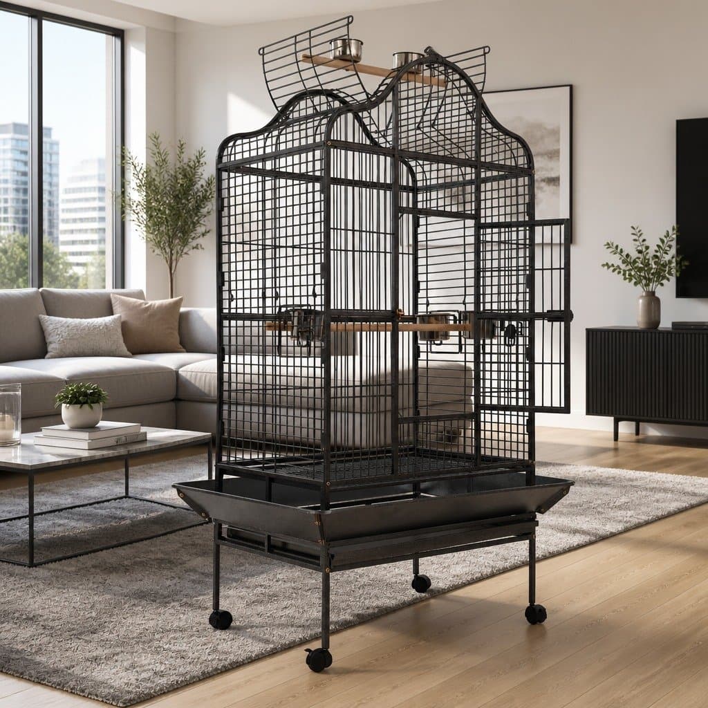 Heavy-Duty Wrought Iron Bird Cage 168cm Open Top Aviary