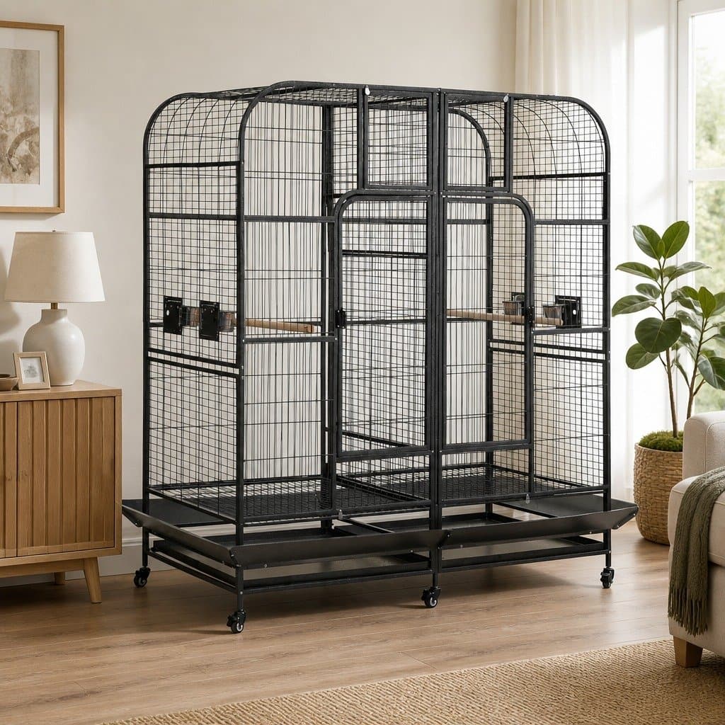 Large Bird Aviary Cage with Divider and Wheels