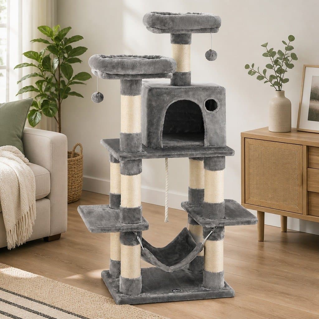 145cm Cat Tree Tower with Multi-Level Scratching Post