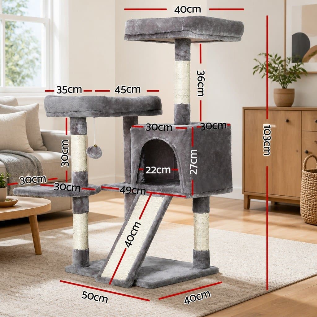 Multi-Level Cat Tree with Scratching Posts Grey