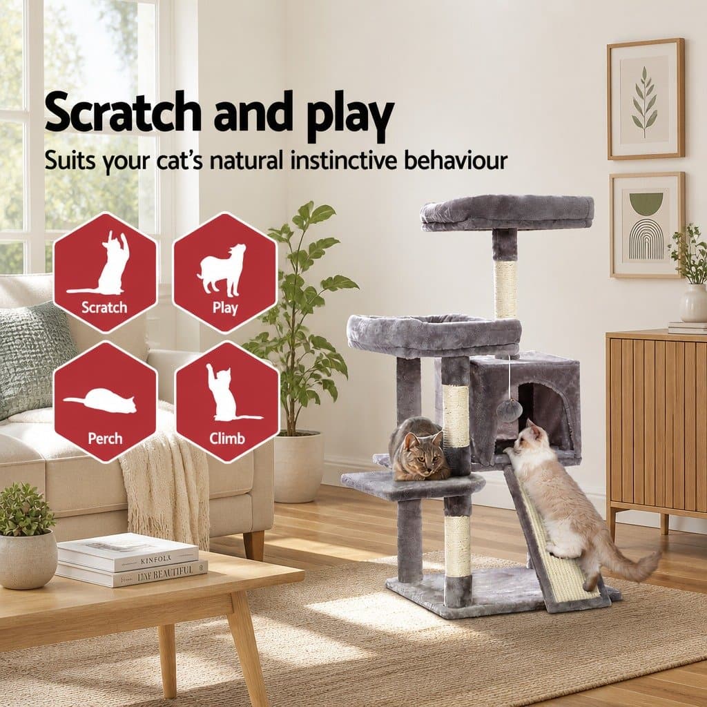 Multi-Level Cat Tree with Scratching Posts Grey