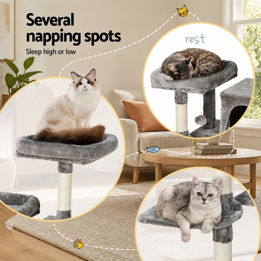 Multi-Level Cat Tree with Scratching Posts Grey