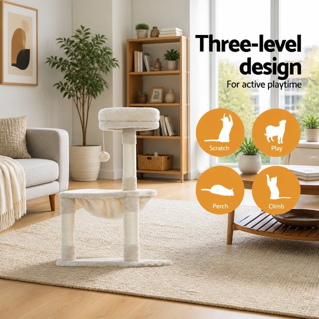Cat Scratching Post Tree Tower with Hammock