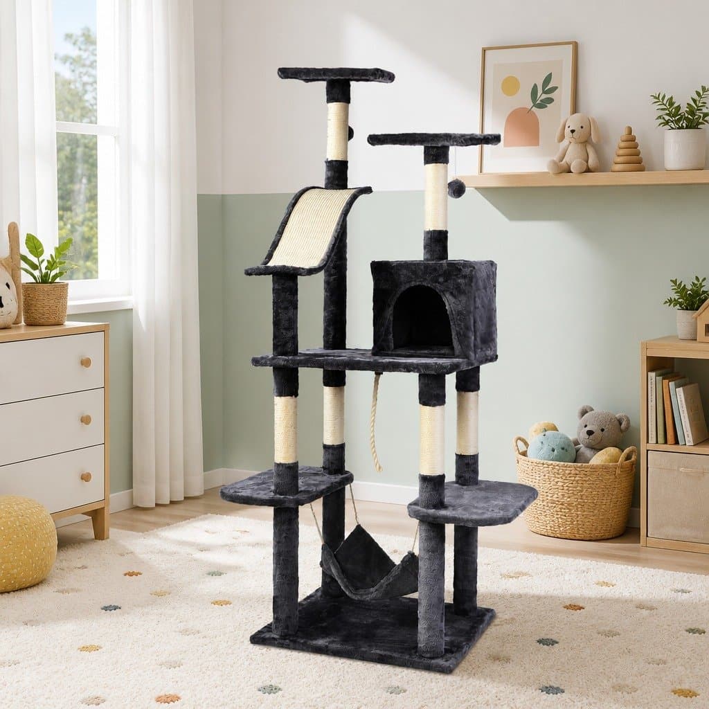 Cat Tree 171cm Tall Scratching Post Tower Wooden Condo Bed Hammock Rope Toys