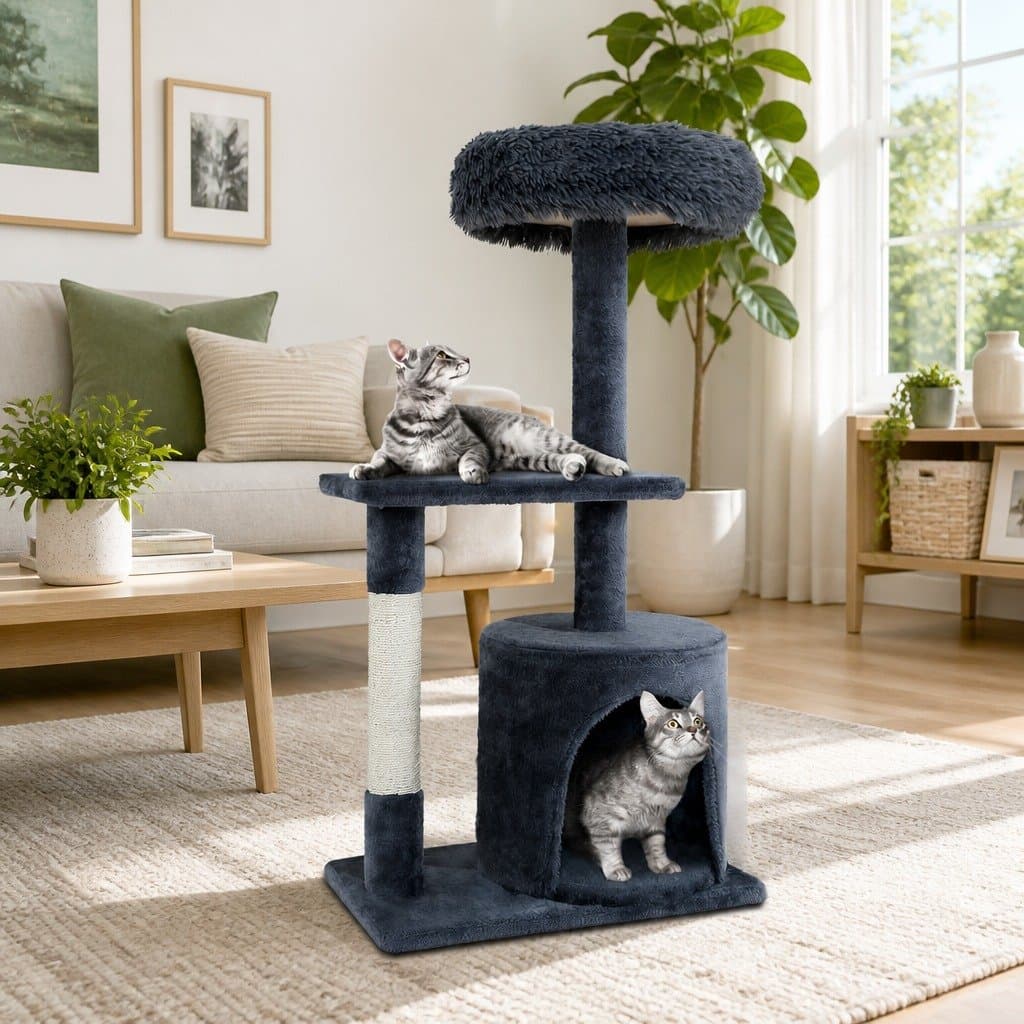 Multi-Level Cat Tree 94cm with Scratching Post and Condo