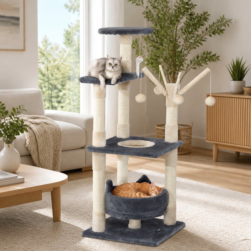 110cm Cat Tree Tower with Play Area and Toys
