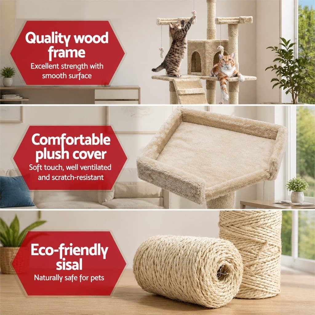 Multi-Level Cat Tower 180cm with Scratching Posts