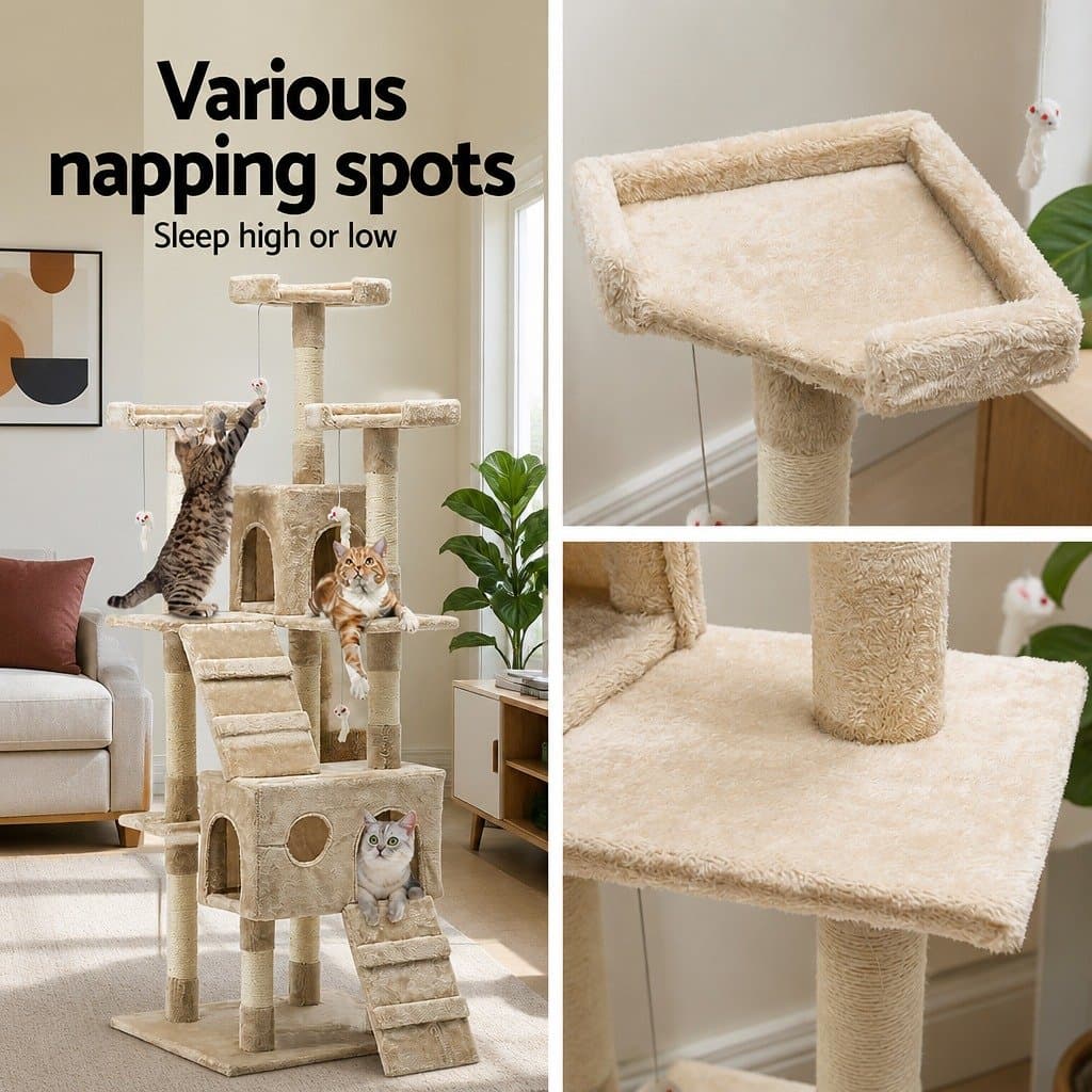 Multi-Level Cat Tower 180cm with Scratching Posts