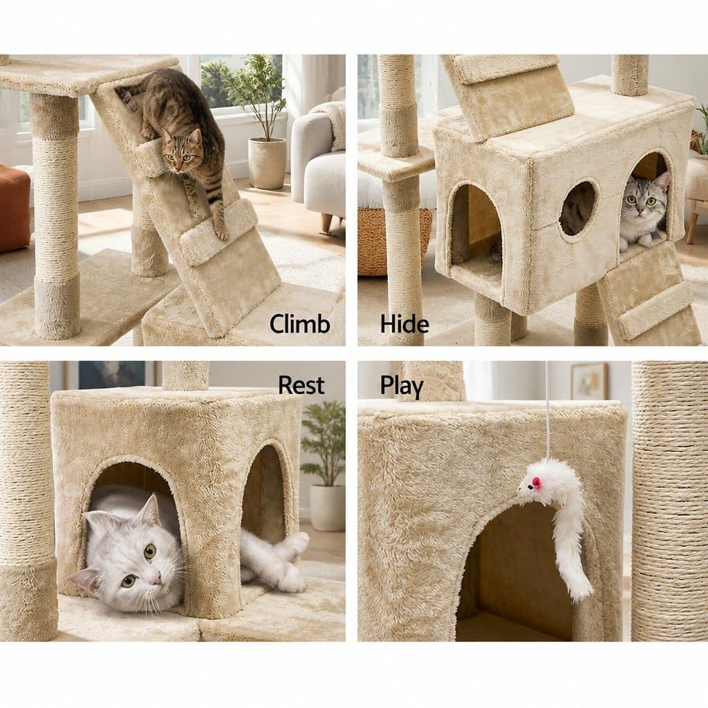Multi-Level Cat Tower 180cm with Scratching Posts