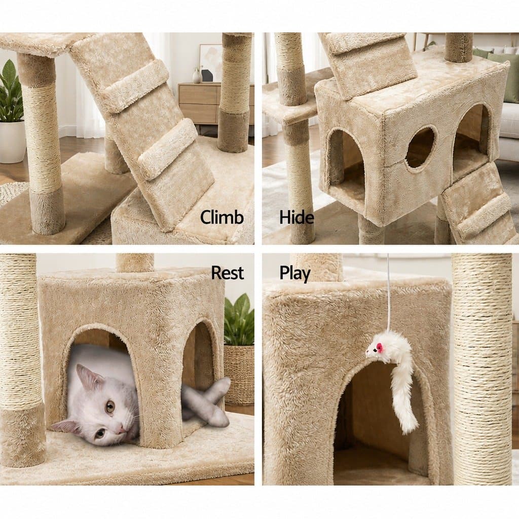 Multi-Level Cat Tower 180cm with Scratching Posts