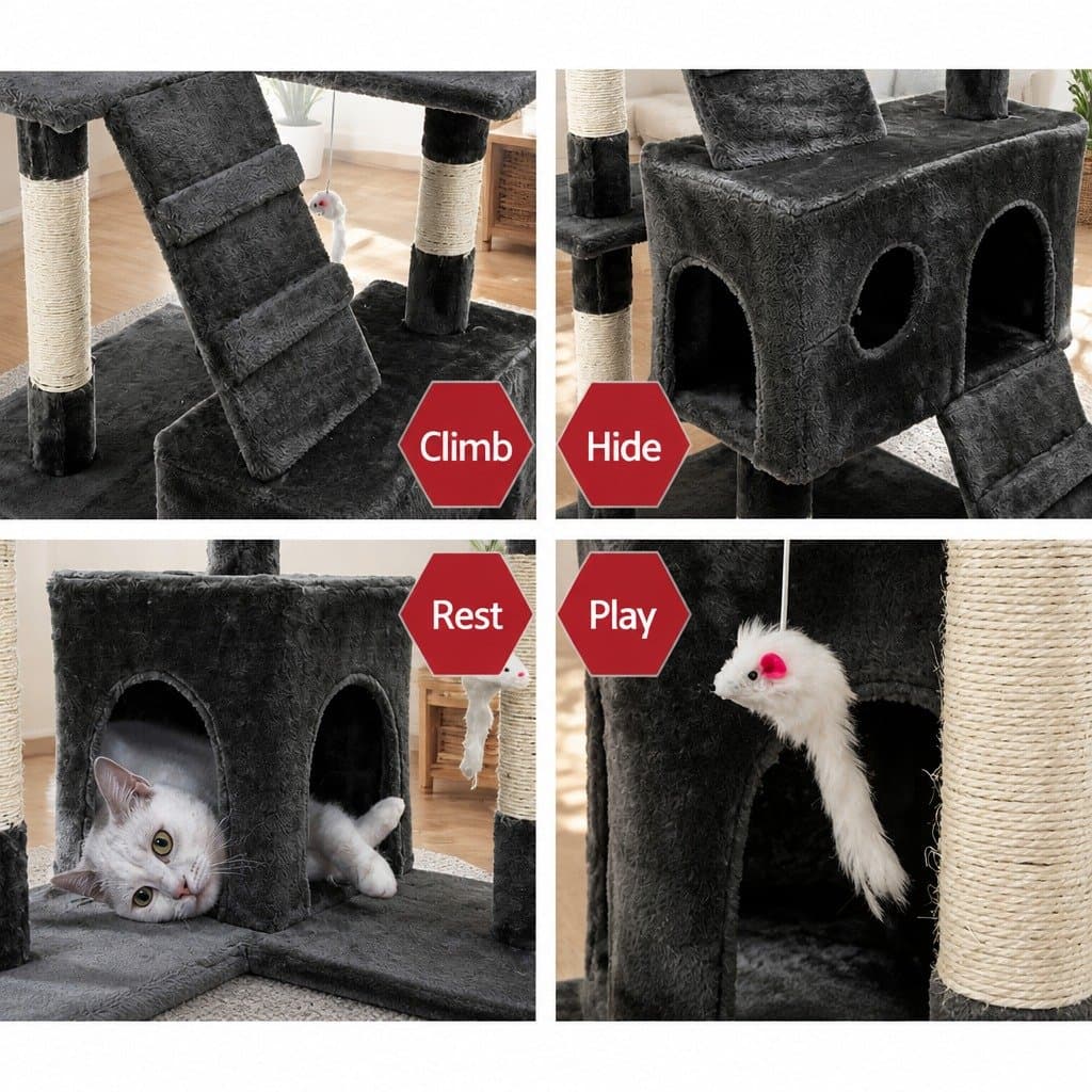 180cm Cat Tree Tower with Scratching Posts